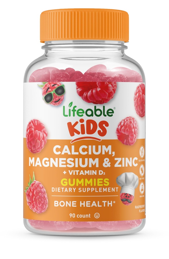 Elukõlblikud lapsed Kaltsium Magneesium Tsink Gummies | Kaltsium D3-vitamiiniga | Suurepärased kaltsiumilisandid lastele | Kaltsiumkummid luude terviseks | 90 Gummies