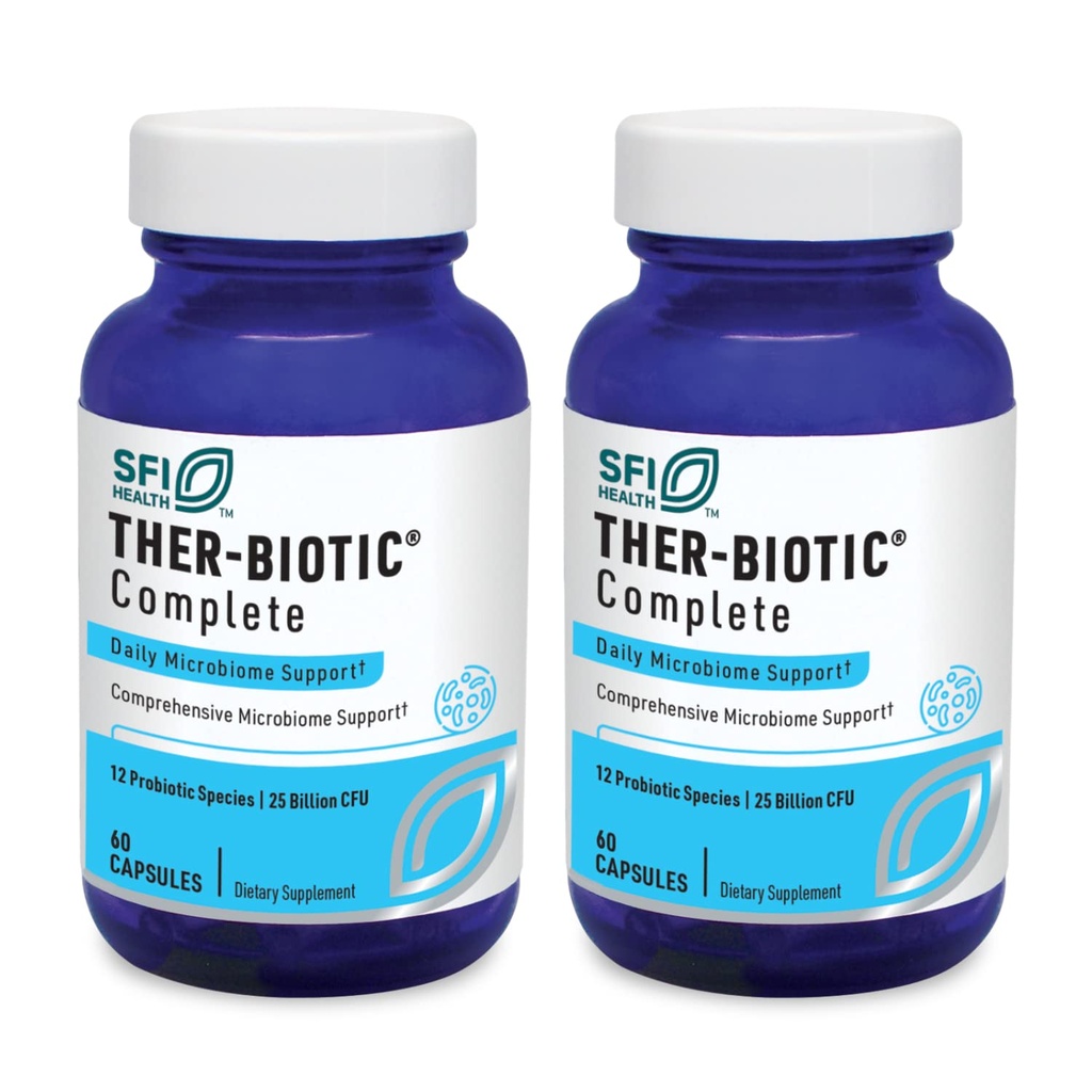 Klaire Labs SFI Health Ther-Biotic Complete - hüpoallergeenne probiootikum naistele ja meestele - happekindel probiootikumide lisand - 12 liiki immuun- ja seedetrakti tervisele - 25 miljardit CFU (2 Pack)