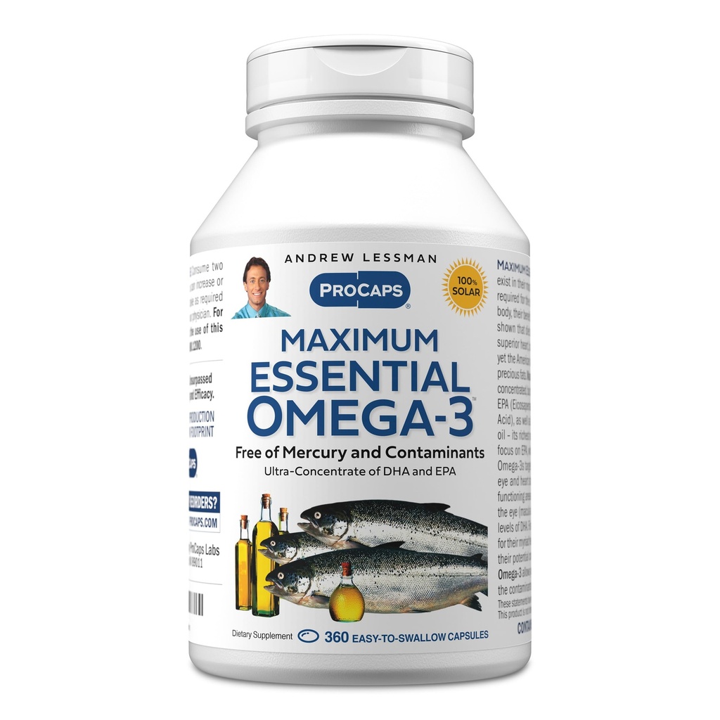 ANDREW LESSMAN Maksimaalne Omega-3 Maitsestamata, 360 Softgels - Ultra-Pure Omega-3 Kalaõli 1200 mg-High DHA, No Mercury Supplement-Small, Lihtne Neelata Kalaõli Kapslid