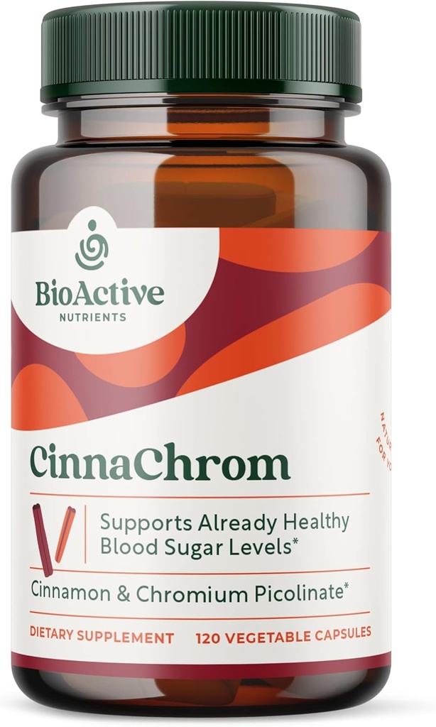 Bioaktiivsed toitained CinnaChrom Dietary Supplement – Kroom Picolinate, Kaneeli kapslid – Natural Ingredients for general Health – Taimne täiendus, Gluteenivaba, 120 kapslit