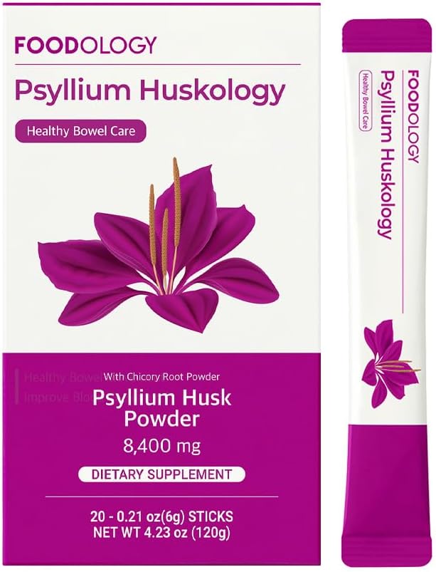 FOODOLOOGIA Psyllium Huskology (20 pulka, 10 päeva) - taimse psyllium Husk täiendus kõhukinnisuse leevendamiseks, soolestiku tervis. Taimepõhine kiudaine, maksimaalne tugevus 7200 mg.