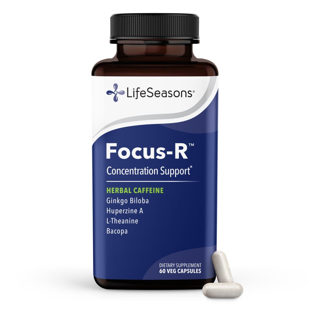 LifeSeasons - Focus-R - kontsentratsioon tugi täiendada - igas vanuses - suurendab vaimset jõudlust ja keskendumist - suurendab tähelepanu ulatust - L-Theanine, Kava, Bacopa, vitamiin B & More - (60 kapslit)