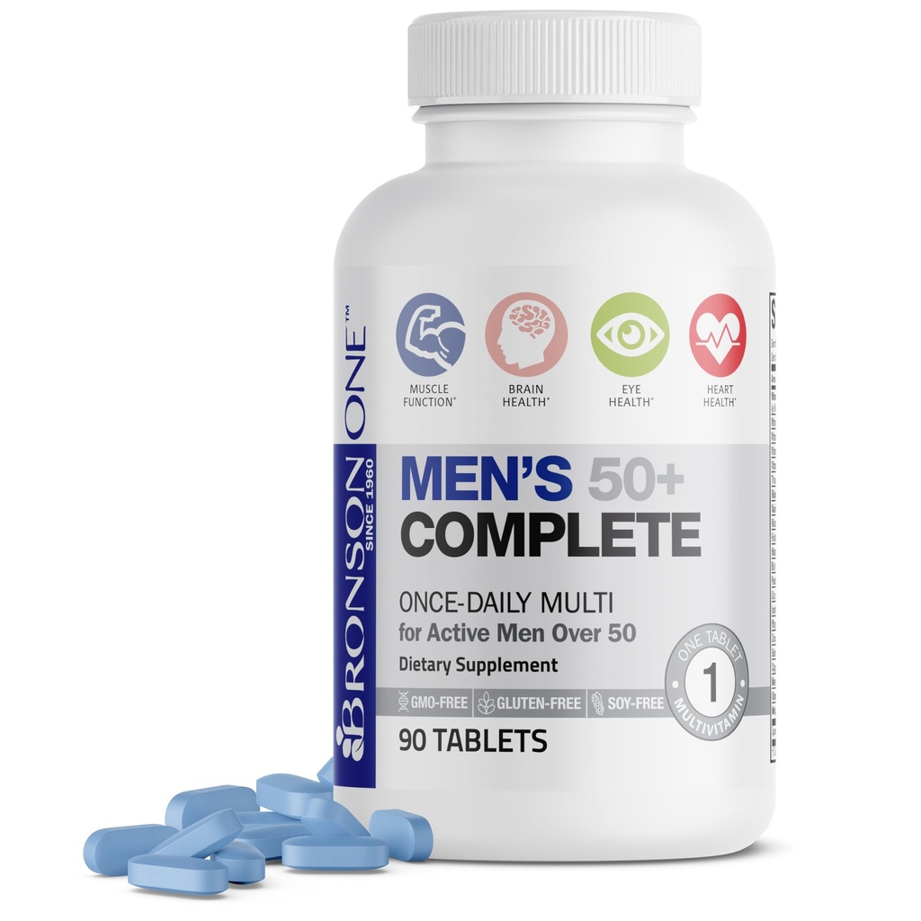 Bronson ONE Daily Mens 50+ Multivitamiini multimineraal, 90 tabletti