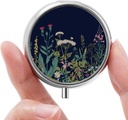 Mini Pill Box, Väike Pill Box, Cute Pill Korraldaja vitamiine, ravimeid, kalaõli ja toidulisandeid (mustad lilled)