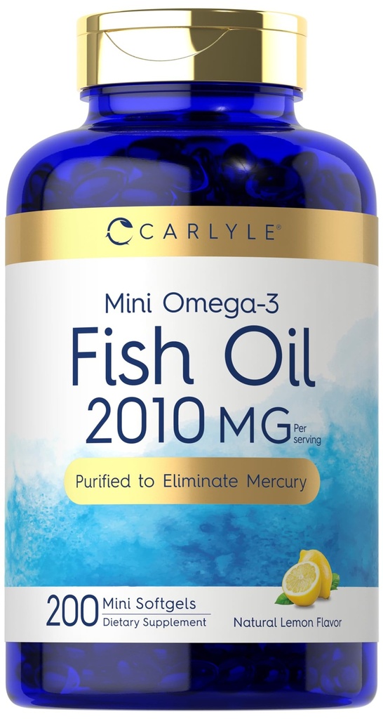 Carlyle Mini Fish Oil Softgels | 2010 mg | 200 Omega-3 pillid | EPA & DHA | Mitte-GMO & Gluteenivaba täiendus
