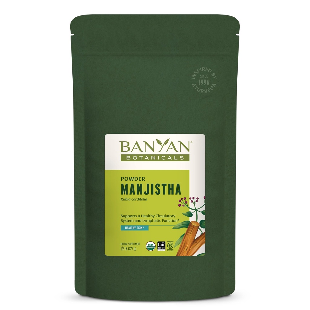 Banyan Botanicals Manjistha Powder - Orgaaniline Manjistha lisand - Ayurveda verepuhastus ja lümfisüsteemi tugi * - 1⁄2 lb. - Mitte-GMO jätkusuutlikult hangitud sertifitseeritud elu õiglane kaubandus