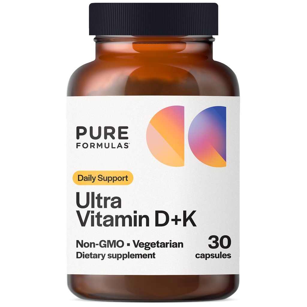Vitamiin D3 K2 Vitamiin 5000 RÜ - VIT D3 K2 Kaltsiumi imendumise, luu tugevuse, südame-veresoonkonna ja immuunfunktsiooni tugi, sojavaba, mitte-GMO 30 taimekapslid