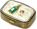 9327 Ristkülikukujuline väike Pill Box Korraldaja Kreem Valge Brass Naised Reisi Pill Case Purse Taskukonteiner Päevane kaasaskantav meditsiin Vitamiin Karp Ravimid Täiendus Mini säilitamine