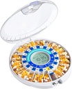 Daviky Automatic Pill Dispenser Eakatele Häire, 28-päevane elektrooniline lukustatud pillide kast, heli ja valguse meeldetuletus ravimite, vitamiinide ja toidulisandite jaoks (sinine)