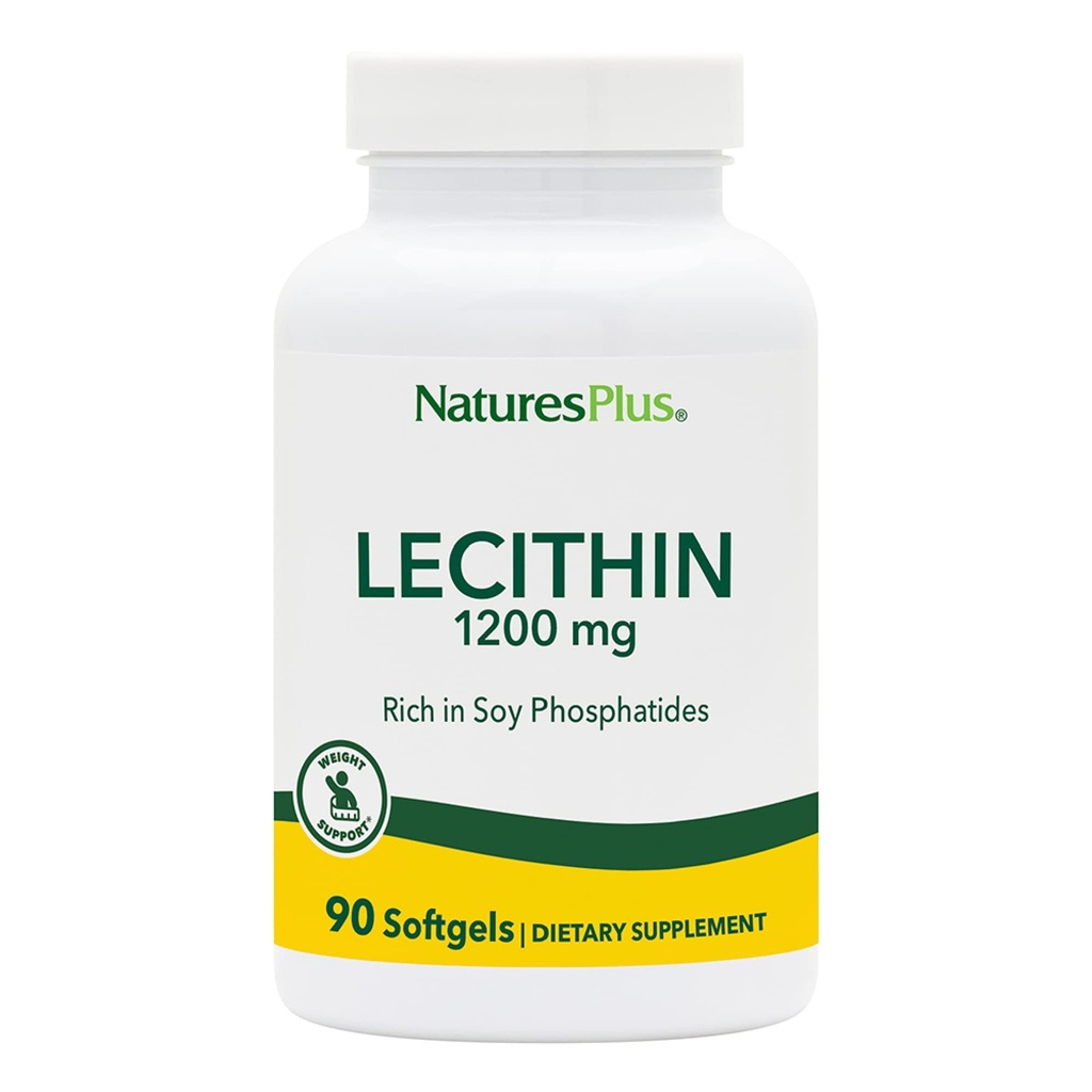 NaturesPlus letsitiin - 1200 mg, 90 Softgels - rikkalik soja fosfatiidid - Gluteenivaba - 90 Servings