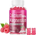Kaltsium Magneesium Tsink Gummies & Vitamiin D3, B6, B12, Immune & Toetav Luu Tervis Kaltsium Magneesium täiendus Naistele, Suhkruvaba Vegan Vaarika Maitse 90 Loeb