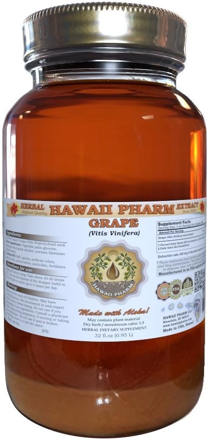 Viinamarjavedelikekstrakt, viinamarjad (Vitis Vinifera) Seemnetinktuurilisa 32 oz filtreerimata