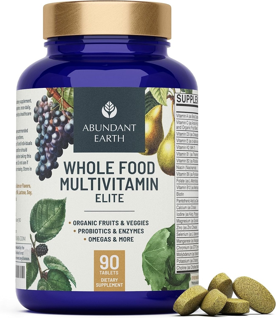 Rikkalik maa Terve toit Multivitamiinid naistele Igapäevased multivitamiinid Meestele Meestele Multivitamiinid + B Kompleks, Probiootiline Multiensüüm, Omegas Orgaanilise Energia Mood Digestion 90ct-4pk