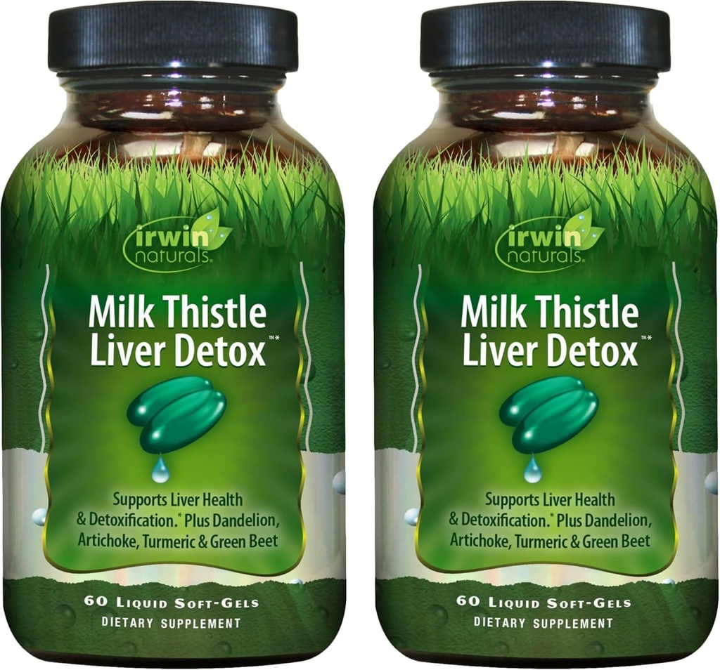 Irwin Naturals Piimaohaka Maksa Detox - 60 vedelat pehmet geeli, pakett 2 - toetab maksa tervist Dandelioni, artišoki, kurkumi ja rohelise peedi juurega - 60 kokku