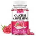 Kaltsium Magneesium Tsink Gummies, Kaltsium Magneesium 2: 1 suhe vitamiin D3, K2, B6, B12 luu tugevus, lihaste funktsioon ja närvide tervis, ekstra imendumise valem, Vegan, Vaarika Maitse 60 Gummies