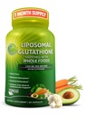 Liposomaalne Glutatioon 500mg - aktiivne vorm L Glutatioon (vähendatud) maksimaalse imendumise jaoks - valmistatud orgaanilistest täistoitudest - Master Antioksüdant & Detoxifier - Immune & Cardiovascular Support - 60 Count