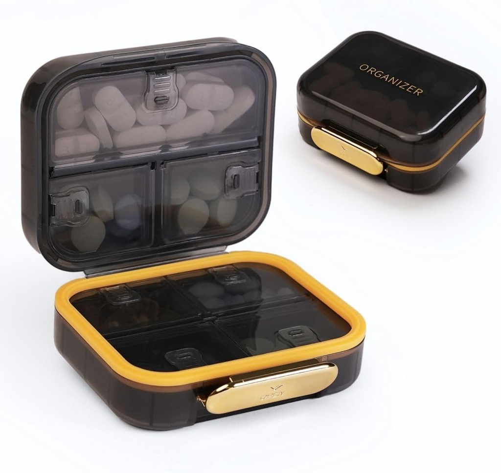 Bexeen Medicine Pill Korraldaja Travel Cute Pill Container Väike Pill Box Purse Mini Pill Juhtum Kaasaskantav Vitamiini Hoidja Korraldaja Kompaktne Reisi suurus Ravimid Päeva Tasku Apteek täiendus