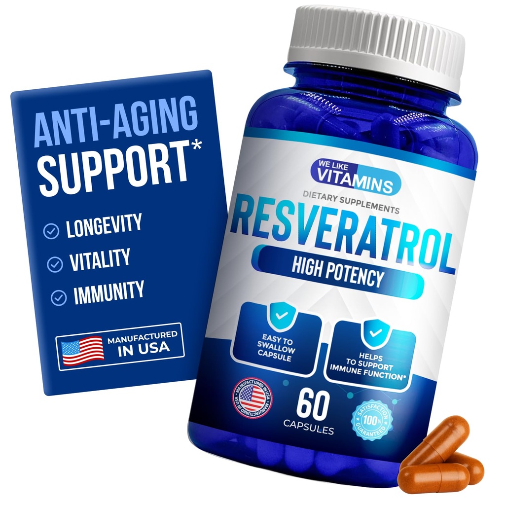 Meile meeldivad vitamiinid Resveratrol 1000mg ühe serveerimise kohta - 60 Lihtne alla neelata Veggie kapslid - looduslik Resveratrooli täiendus 1000mg - Antioksüdandi täiendus aitab toetada immuunsüsteemi