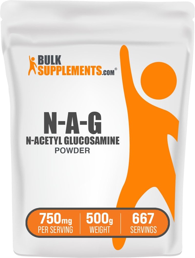 BulkSupplements.com N-atsetüülglükoosamiini pulber - NAG pulber, glükosamiin 750mg, toidulisand - gluteenivaba, 750mg per Serving, 500g (1,1 naela) (pakk 1)