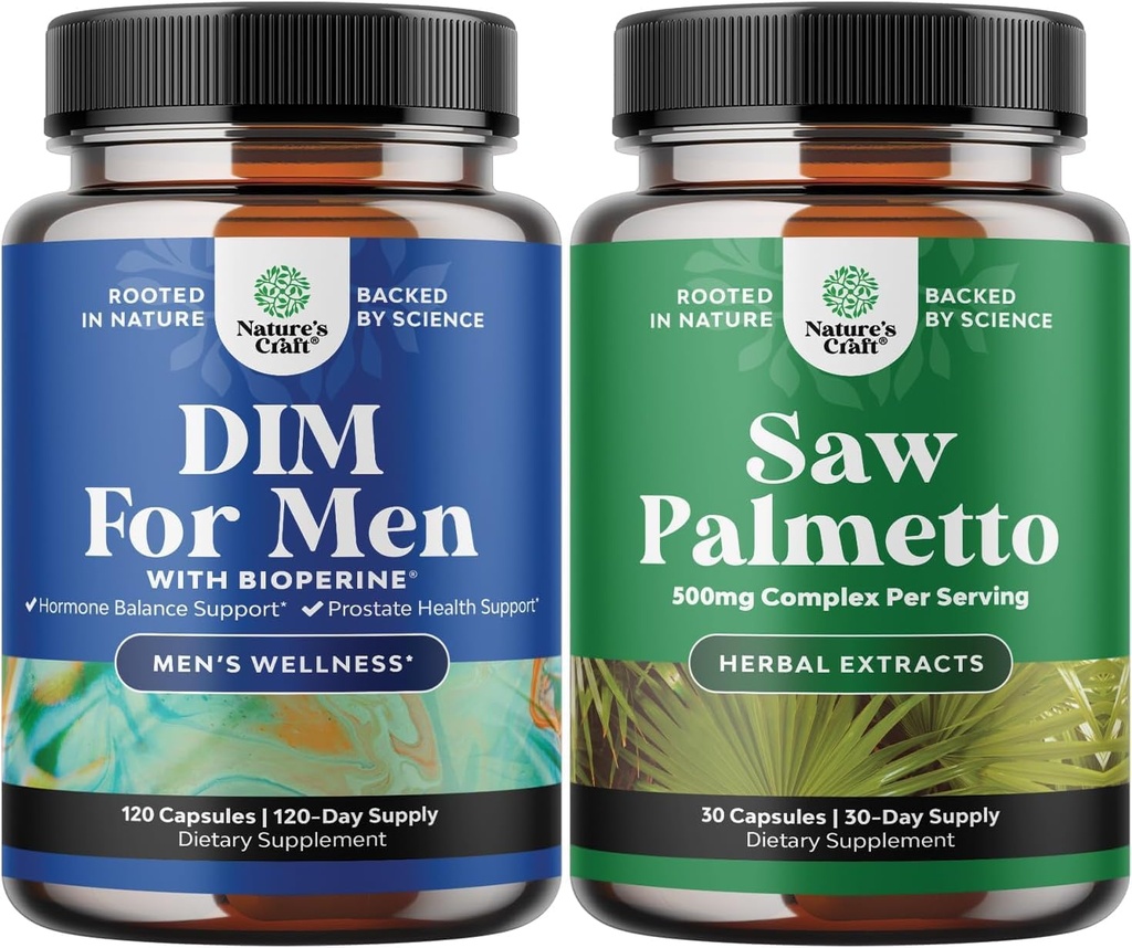 Bundle of Advanced DIM Supplement meestele - östrogeeni Blocker ja ekstra tugevus Saw Palmetto ekstrakt - naiste ja meeste juuste tervise ja kuseteede toetust