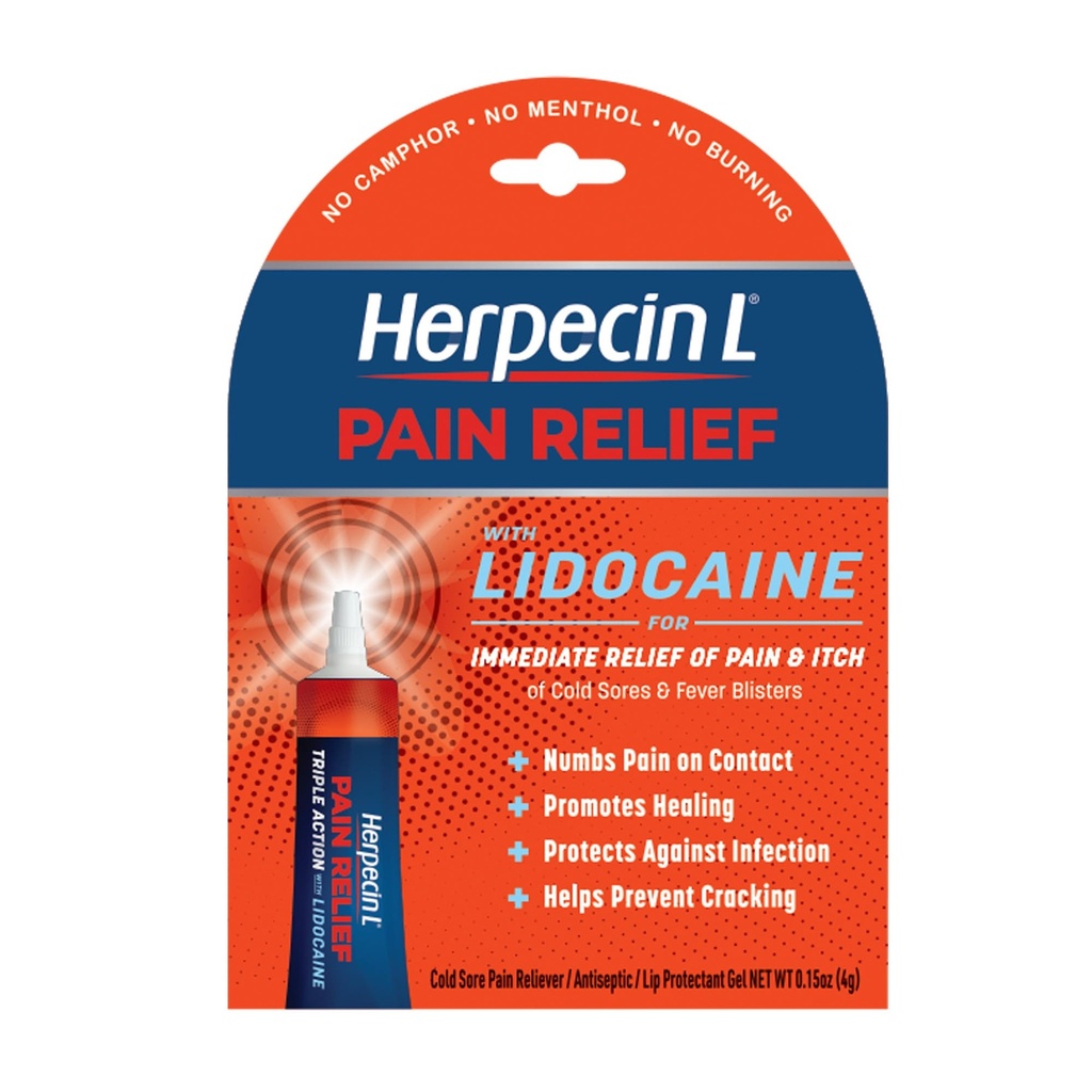 Herpecin-L Pain Relief ravi külma haavandid ja palavik Blisters, koos Lidocaine, tuimestab Valu ja sügelus, kaitseb nakkuse, 0,15 oz