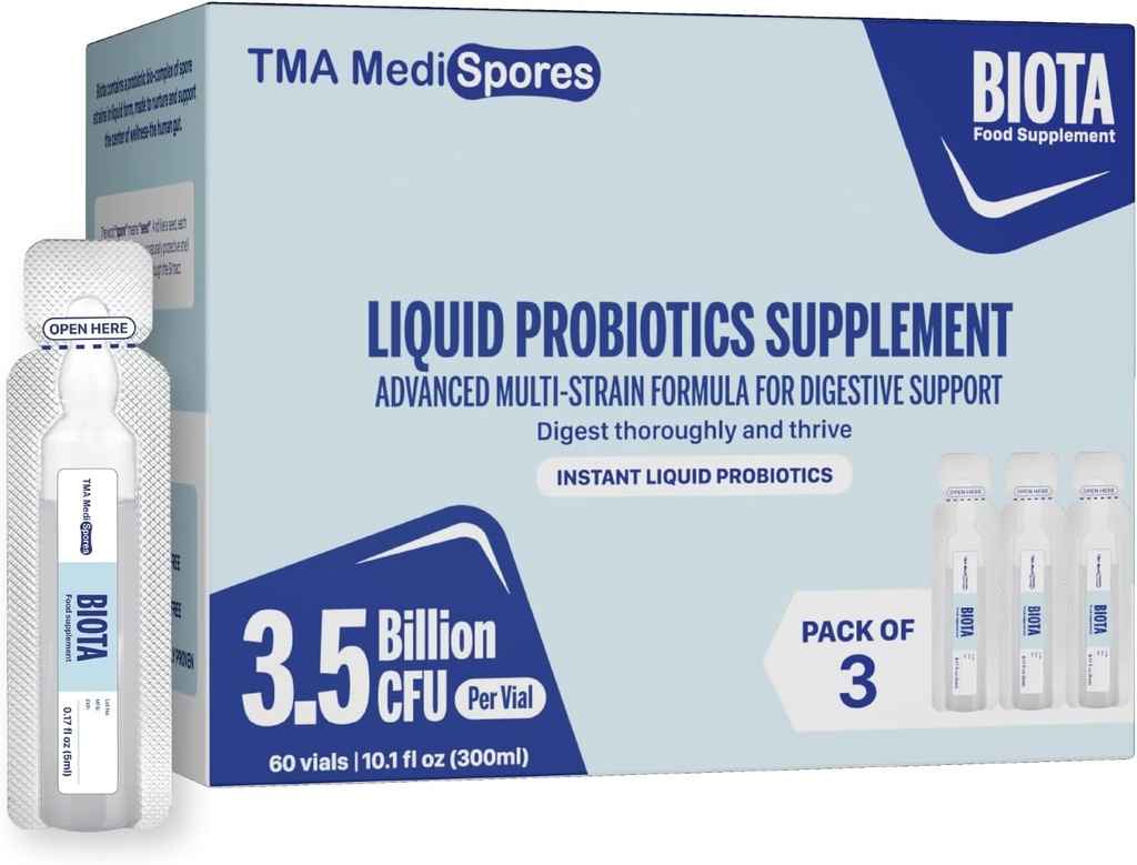 Biota probiootilised joogid seedetrakti tervise ja immuunsuse toetamiseks, kiire toime kõhukinnisus, seedetrakti igapäevane probiootikum täiskasvanutele, lastele, gluteenile, suhkruvabale ja mitte-GMO-le, 60 serveerimist