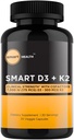Vitamiin D3 + K2 - Luu tervise ja immuunsuse tugi - 7000 IU(175 MCG) D3 + 500 MCG K2 - kofaktorid B6, magneesium ja tsink - gluteenivaba, vegan, mitte-GMO - toidulisand - 30 Veggie kapslit