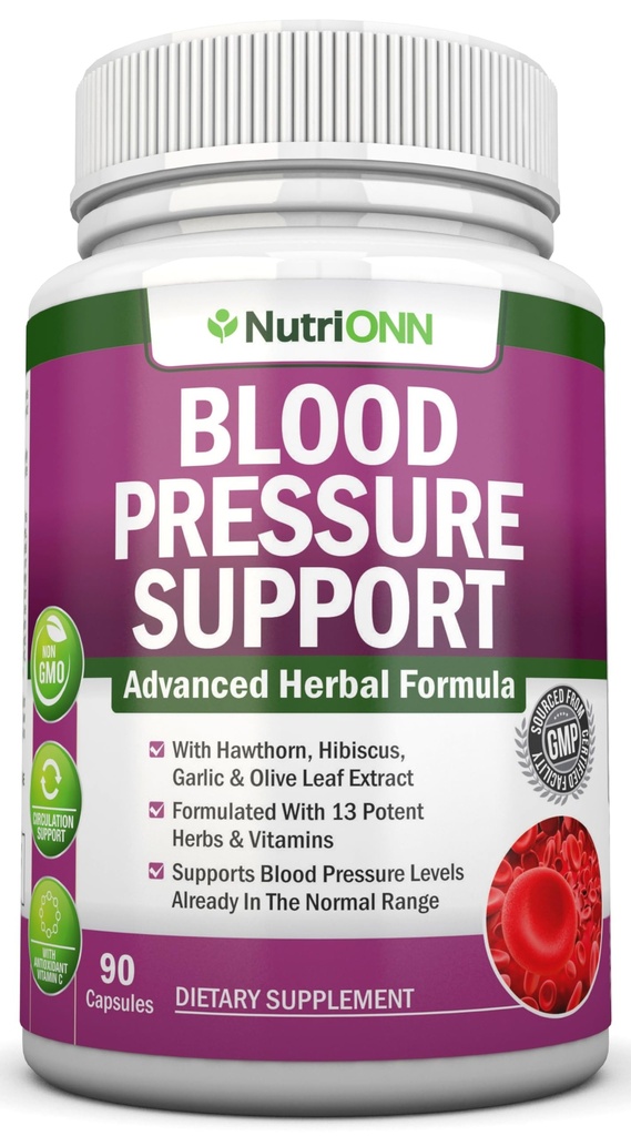 Vererõhu tugi täiendada - 13 maitsetaimed ja vitamiinid - koos Hawthorn, Hibiscus, küüslauk ja oliivilehe ekstrakti - Natural Supplement for Women & Men - kõrge tugevusega kapslid - Non-GMO - 90 päeva pakkumine