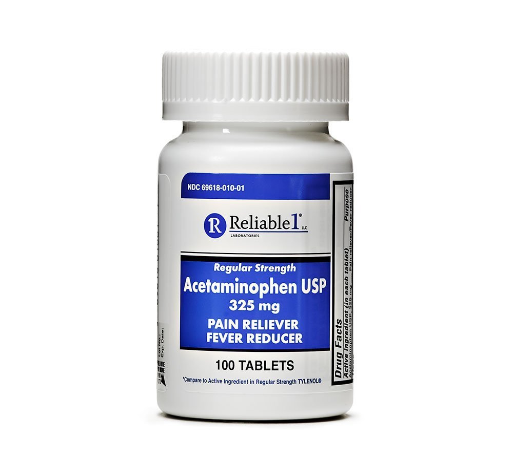 Usaldusväärne 1 Regulaarne tugevus Atsetaminofeen USP tabletid 325 mg, 100 Count