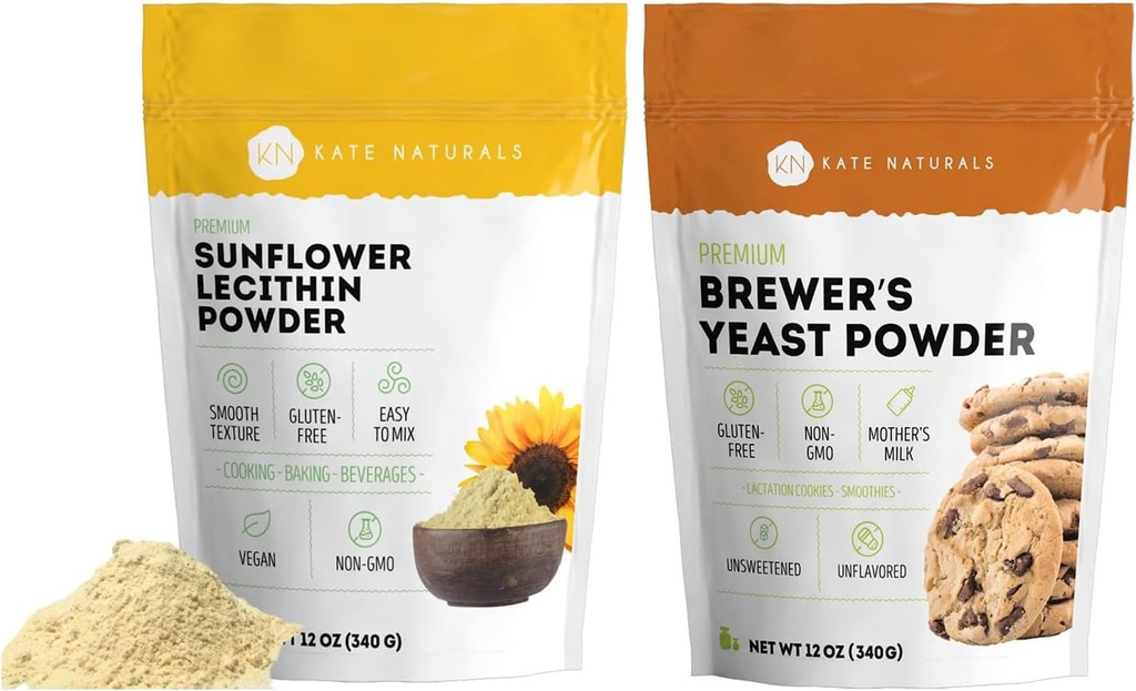 Kate Naturals Päevalilleletsitiini pulber (4oz) & Breweri pärm (12oz) Bundle