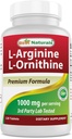Parimad looduslikud L-arginiin L-ornitiin - 1000 mg ühe serveerimise kohta - 120 tabletti - mitte-GMO ja gluteenivaba (120 loendit (1. pakend))