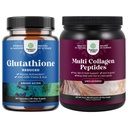 Bundle vähendatud glutatioonilisandi piimaohakaga - 500 mg ühe serveeritava puhta L-glutatiooni ja mitme kollageeni valgu pulbri kohta - Keto hüdrolüüsitud kollageenpeptiidide juuste nahk & küüned Vitamine
