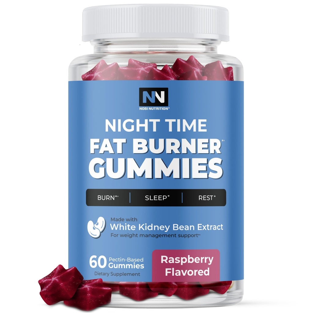 Öine Fat Burner Gummies, Sleep Support & Weight Los Supplement | Slimming Nälg supressant & Metabolism Booster, Purustatud kõht rasva, kui sa magad | Öine Dieet Kummies naistele ja meestele 60 ct