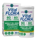 Vital Planet - Vital Flora Täiskasvanud Üle 55 Päevase Probiootikumi 60 Miljardi CFU, Mitmesugused Tüved, Orgaanilised Prebiootikumid, Immuun- ja Seedetrakti Stabiilsed Probiootikumid Naistele ja Meestele, 30 Kapslit