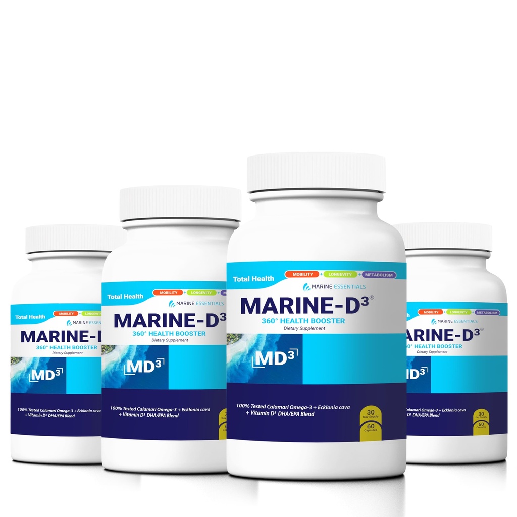 Marine D3 Omega 3 Calamari Ecklonia Cava DHA (4 pudelit - 240 kapslit)