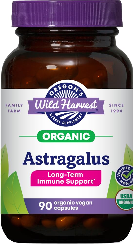 Oregoni metsik saagikoristus, sertifitseeritud orgaanilised Astragalus kapslid immuunsuse toetamiseks, 1125 MGS, 90 krahv