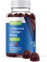 Viteey L-Theanine Gummies koos Ginkgo Biloba täiskasvanutele - Aids in Focus & Lõdvestu, Parandage meeleolu - Non GMO, želatiinivaba, Vegan, Gluteenivaba, looduslikult hangitud Maitsev Vaarika Maitsestatud Gummy