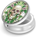 Pill Box-3 Compartment Small Pill Case Purse & Pocket Mini Metal Pill Holder Travel Pill Container hoida toidulisandeid BPA-vaba (kolju ja roos)