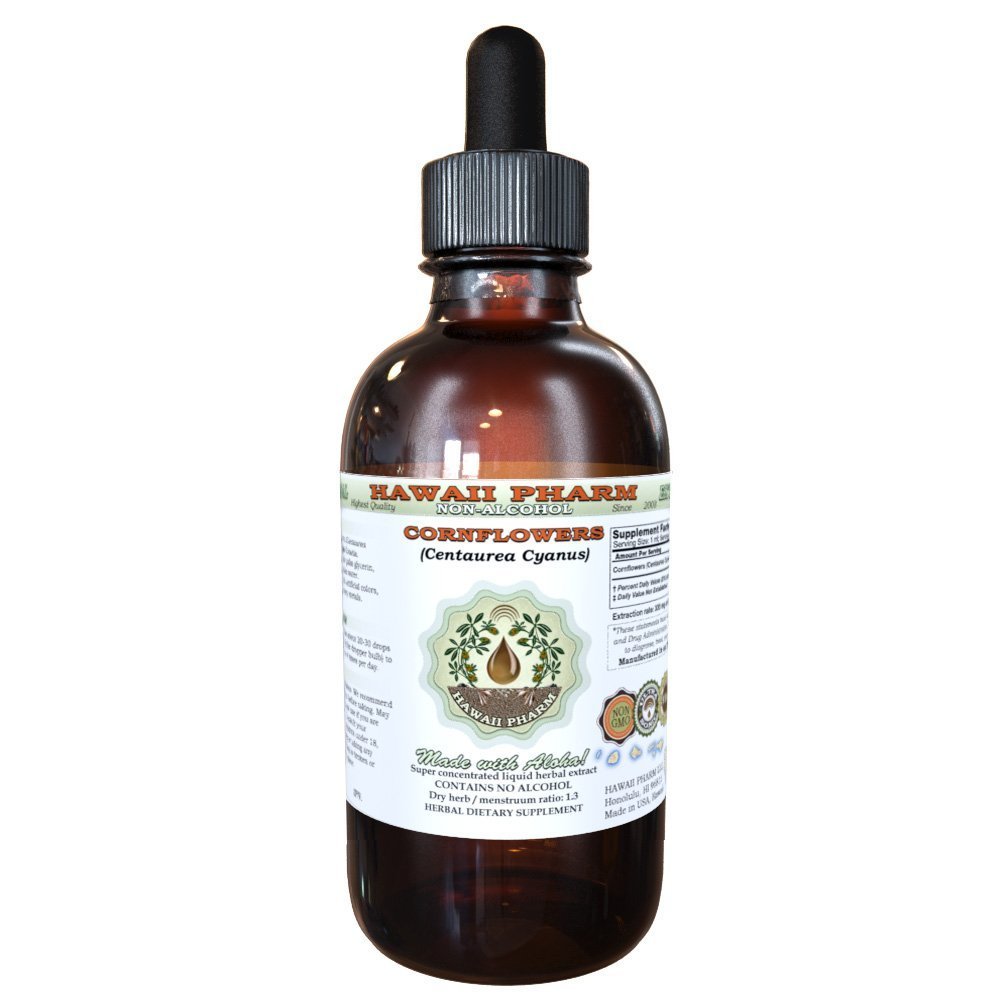Hawaii Pharm Rukkilille Alkoholivaba Vedelik Ekstrakt, Orgaaniline Rukkilille (Centaurea Cyanus) Kuivatatud Lille Glücerite Looduslik Taimne Täiendus 2 oz