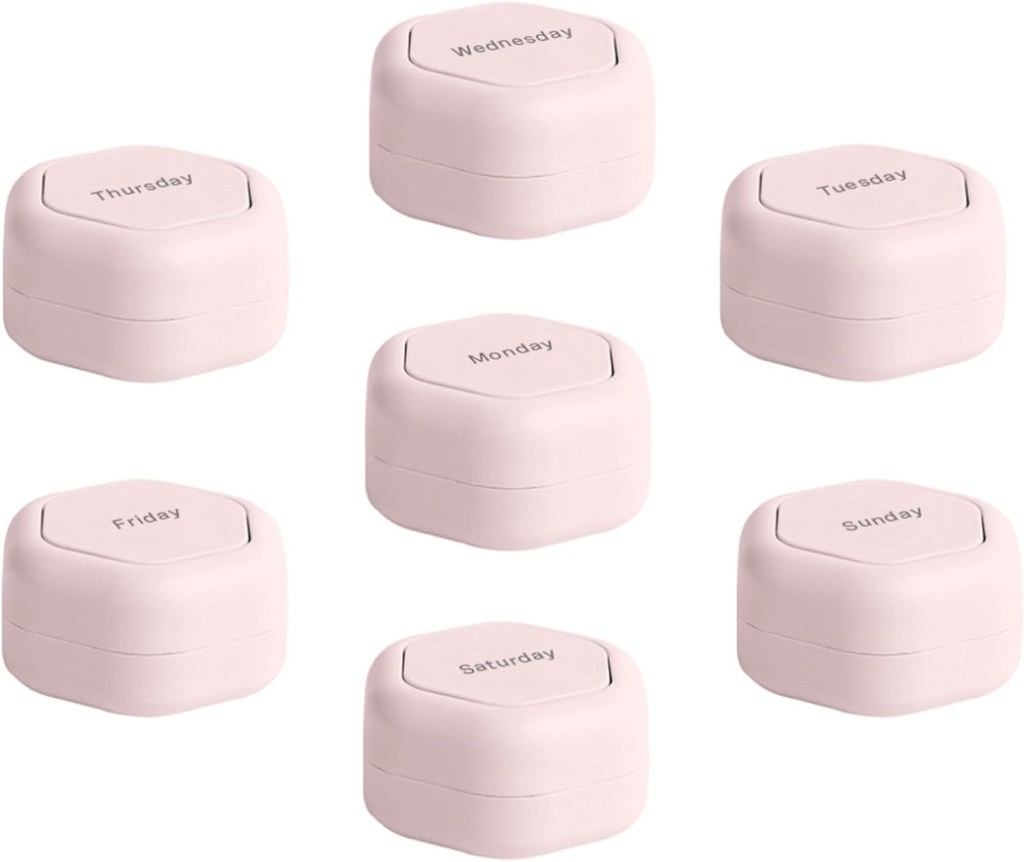 Cadence Travel konteinerid - Pill Case Set - Magnetic Travel Kapslid, Igapäevane meditsiin Korraldaja pillid, toidulisandid ja vitamiinid - 7 Flex Smalls (0,56oz) nädala pillide Korraldaja - Petal