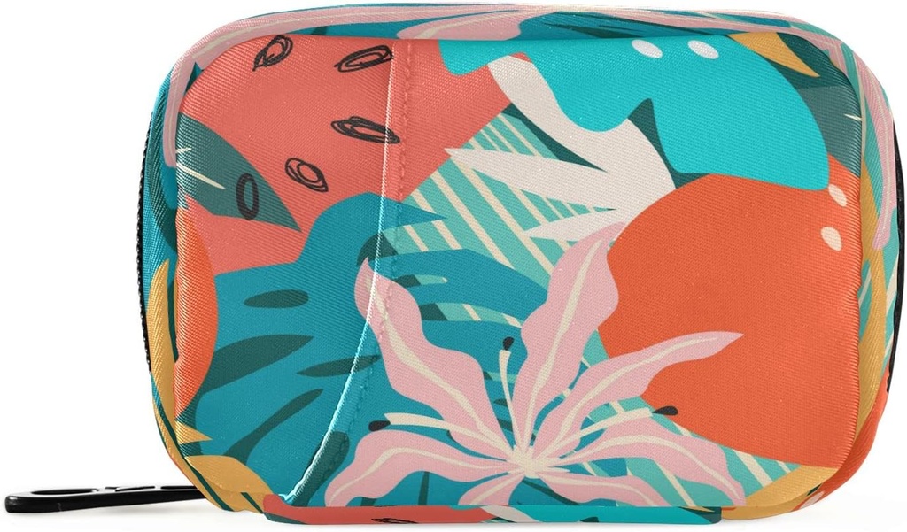 Naanle Cartoon Hawaii Floral Pill Box 7 Day Pill Case Bag Travel Pill Korraldaja kott Zipper Portable Weekly Case Compact Suurus Vitamiini täienduse hoidja