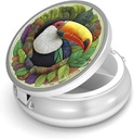 Pill Box-3 Kompartment Väikesed pillid kotti ja tasku Mini Metal Pill Holder Travel Pill konteineri hoida toidulisandeid BPA-vaba (Toucan)