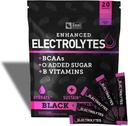 Enhanced Electrolyte Powder Stick Packs (Black Cherry | 20 Packets) w/ 0 Sugar +BCAAs +B-Vitamins Electrolyte Supplement w Potassium Zinc & Magnesium for Hydration - Keto Electrolytes