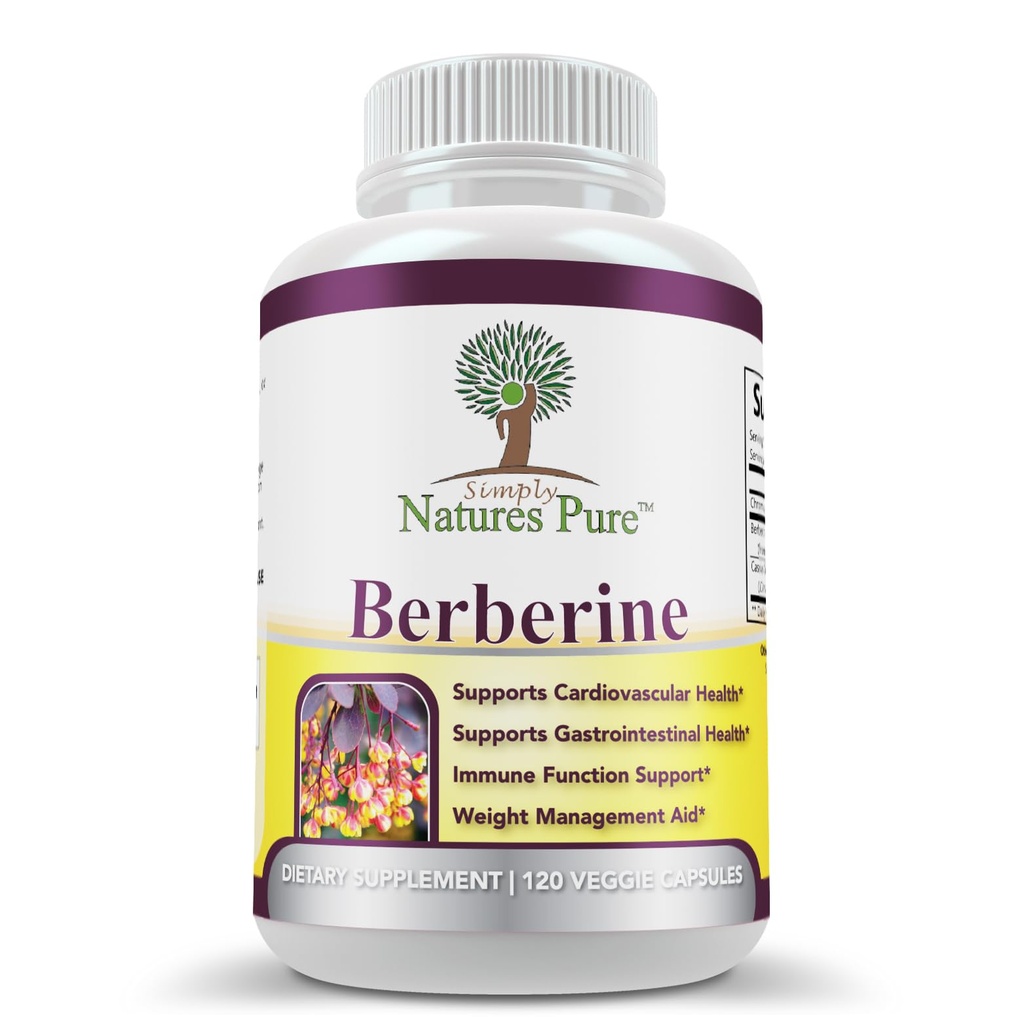 Just Natures Pure Premium Berberine HCl 500mg - 120 kapslit - südame-veresoonkonna gastrointestinaalne immuunsuse tugi - kroomi kaneel