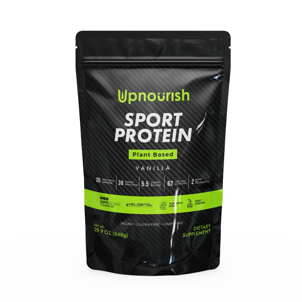 Vegan Sport Protein Powder Vanilla - 30 g taimepõhine valk, VELOSITOL, BCAA, orgaanilised rohelised ja puuviljad, probiootikumid, Tart Cherry treeningujärgseks taastumiseks, Inform Sport Certified Keto - 20 portsjonit