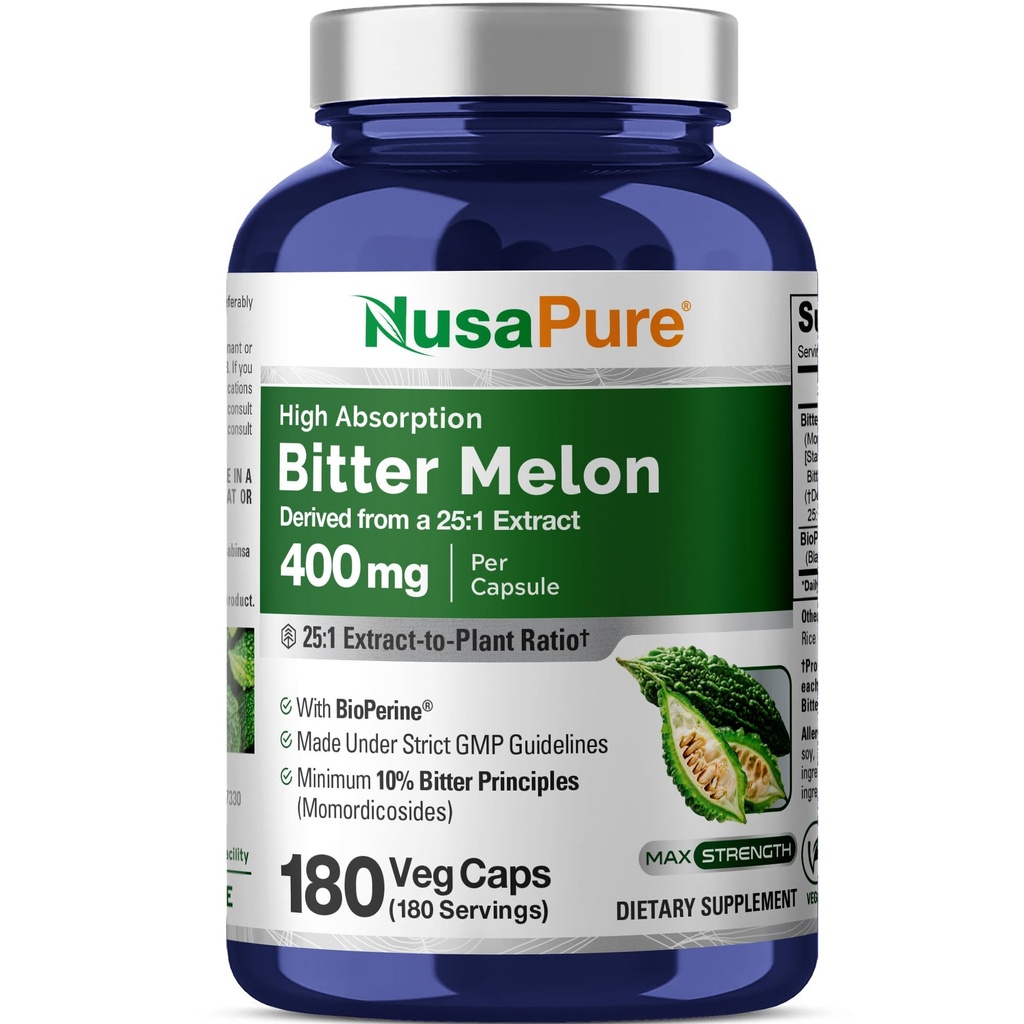 NusaPure Bitter Melon, 400 mg, 180 Veg Caps (GMO-väline, vegan)