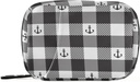 Must ja valge Plaid Anchor Pill Box 7 Day Pill Case Travel Pill Korraldaja kott koos Zipper Portable Weekly Case Compact Suurus Vitamiini täienduse hoidja