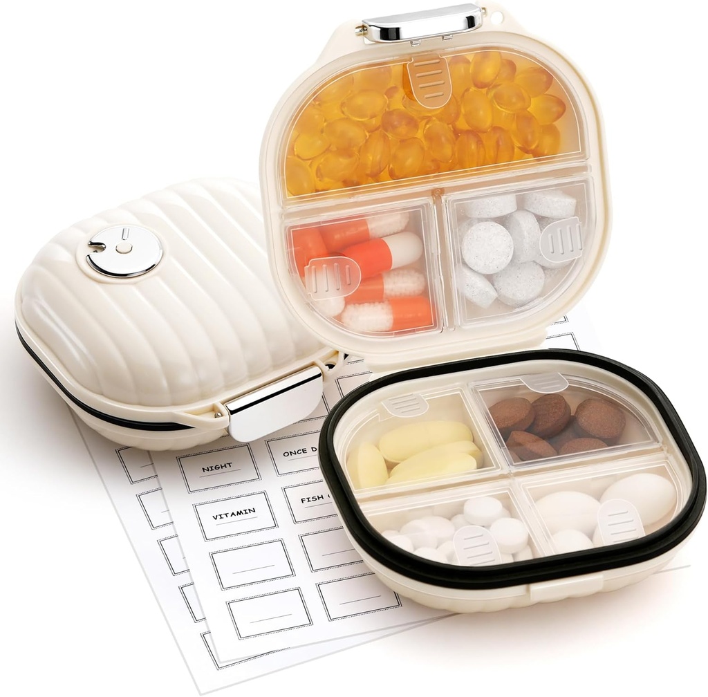 Zannaki Pill Case Kaasaskantav väike iganädalane reisipillide korraldaja, Cute Niiskus Proof Pill Box Hoidja Taskukott, Daily Mini Tasku Apteek Meditsiinikonteiner Vitamiin, kalaõli, täiendus