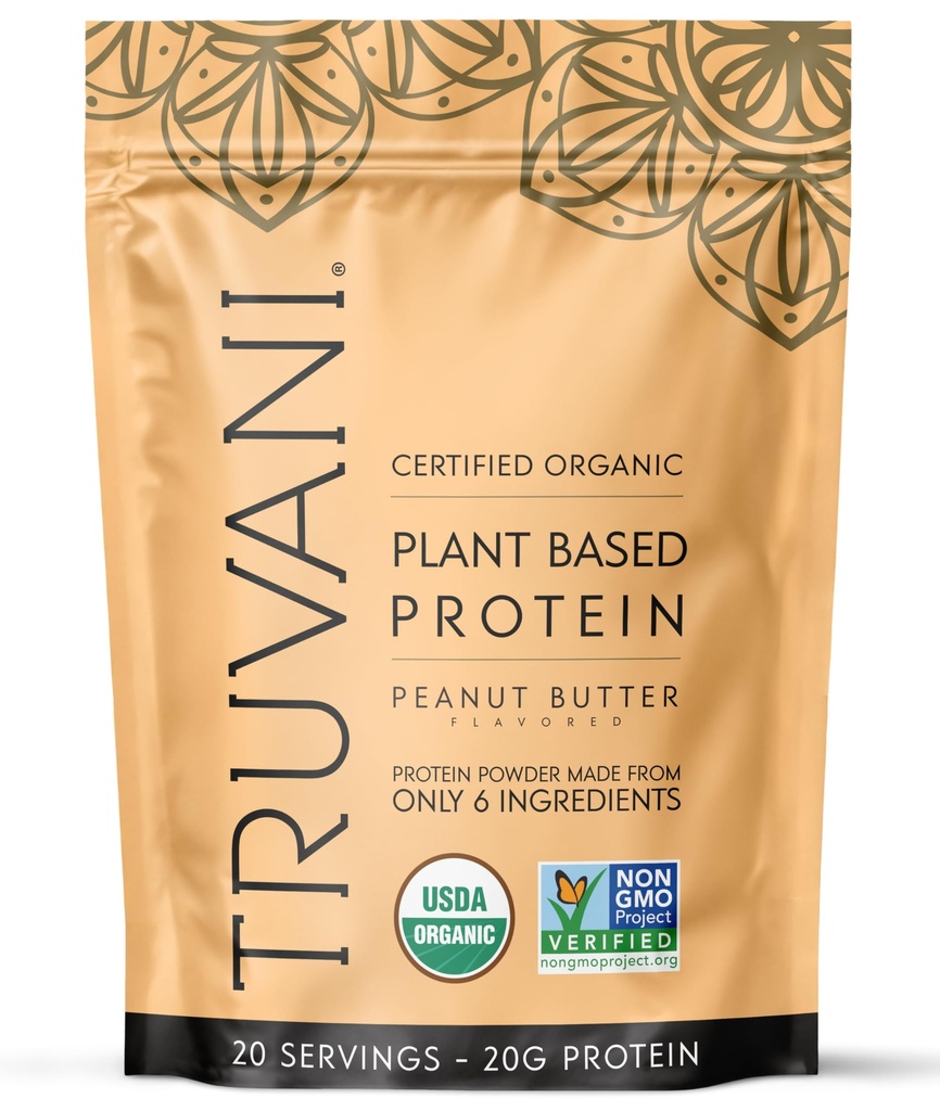 Truvani Vegan Hernevalgupulber | Maapähklivõi | 20g Orgaaniline Taimne Valk | 20 Servings | Keto | Gluteen & Piimavaba | Madala carb | Ei ole lisatud suhkrut
