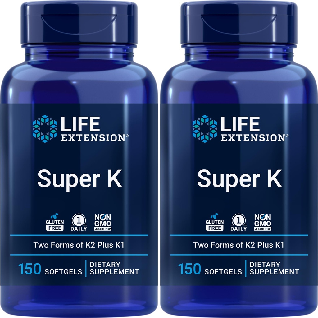 Life Extension Super K, 150 Softgels (pakk 2) vitamiinidega K ja K2